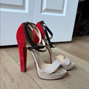 Christian Louboutin Orange and Cream Platform Heels